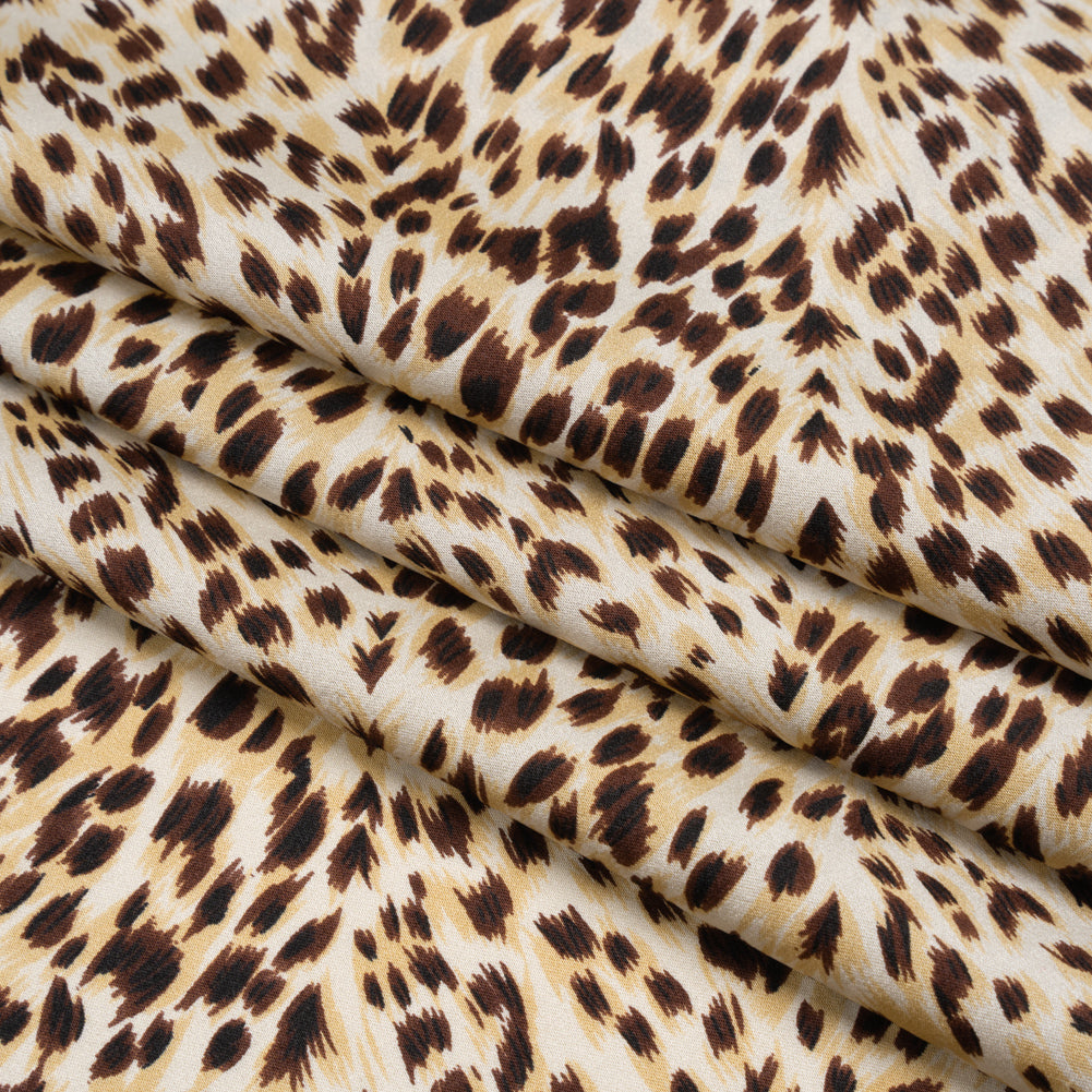 Silk Charmeuse Print - Beige and Brown Little Animal Spots - Deadstock Silk Charmeuse Print - Beige and Brown Little Animal Spots - Deadstock