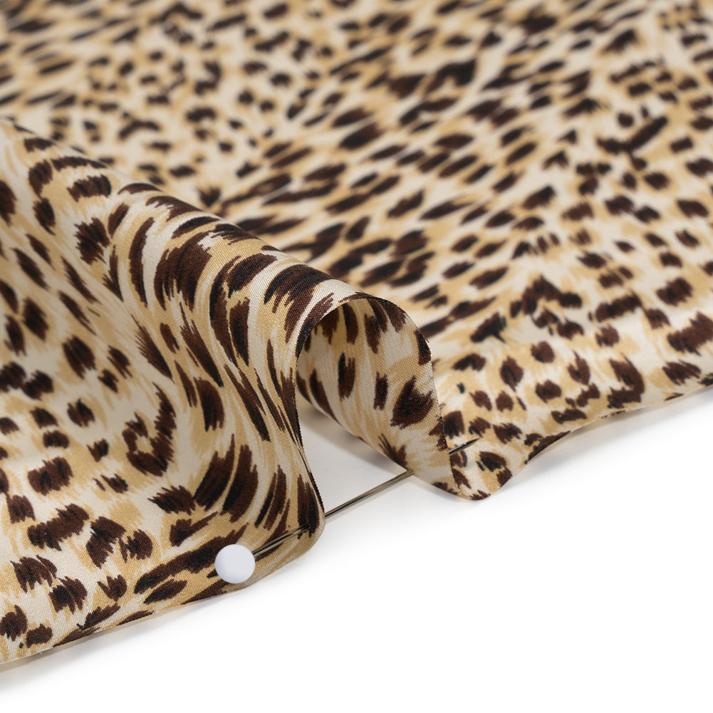 Silk Charmeuse Print - Beige and Brown Little Animal Spots - Deadstock Silk Charmeuse Print - Beige and Brown Little Animal Spots - Deadstock