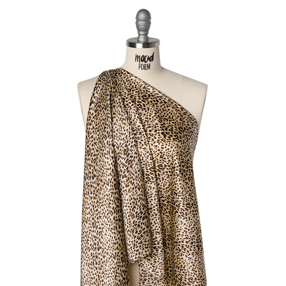 Silk Charmeuse Print - Beige and Brown Little Animal Spots - Deadstock Silk Charmeuse Print - Beige and Brown Little Animal Spots - Deadstock