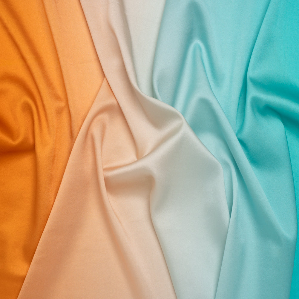 Stretch Silk Charmeuse Print - Turquoise to Orange Ombre - Deadstock Stretch Silk Charmeuse Print - Turquoise to Orange Ombre - Deadstock