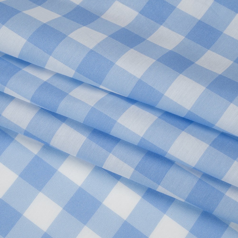 Silk and Cotton Voile - Light Blue and White Large Gingham - Deadstock Silk and Cotton Voile - Light Blue and White Large Gingham - Deadstock
