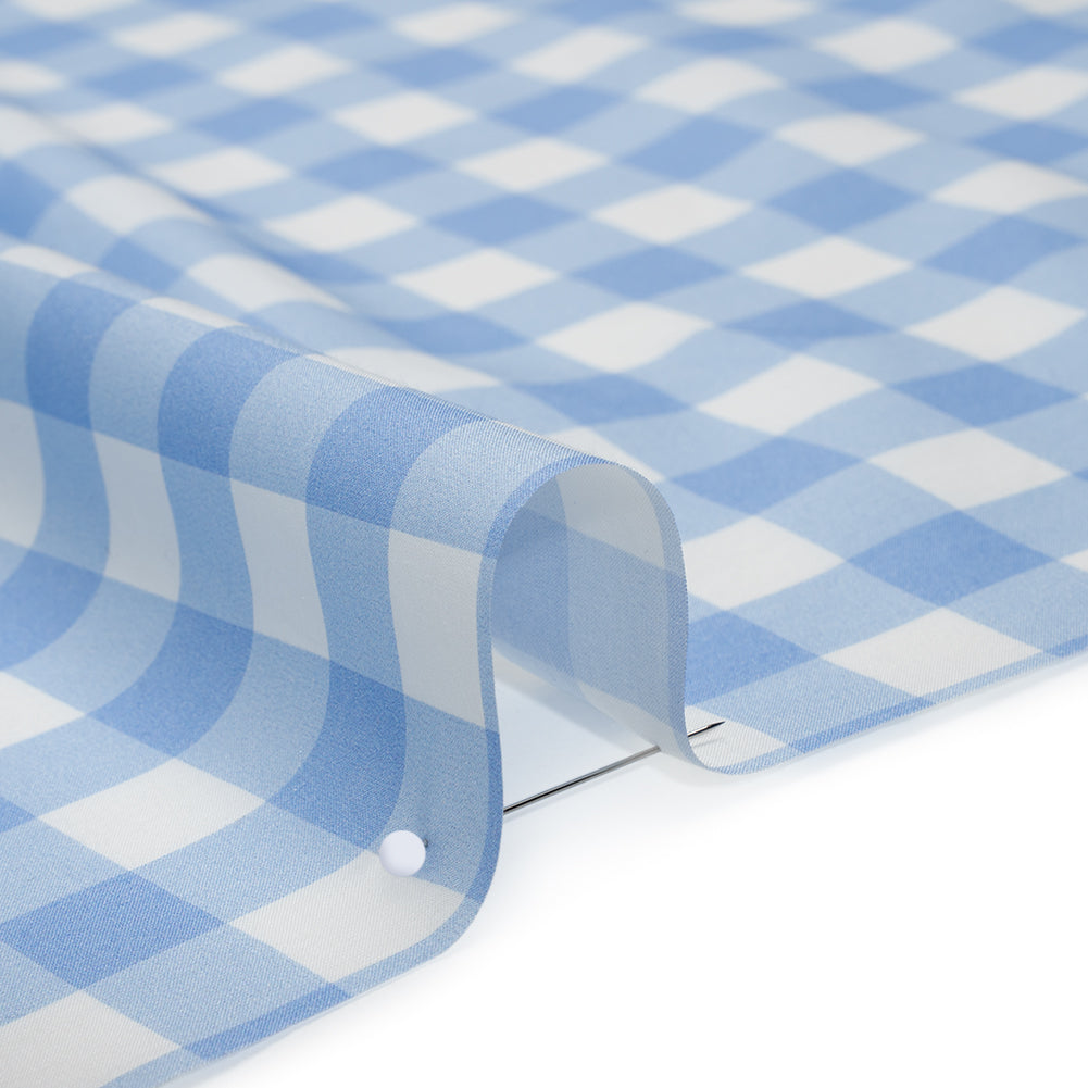 Silk and Cotton Voile - Light Blue and White Large Gingham - Deadstock Silk and Cotton Voile - Light Blue and White Large Gingham - Deadstock