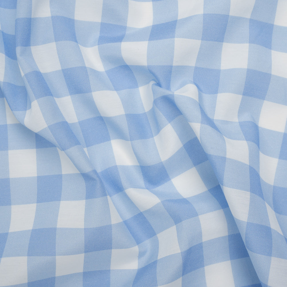 Silk and Cotton Voile - Light Blue and White Large Gingham - Deadstock Silk and Cotton Voile - Light Blue and White Large Gingham - Deadstock
