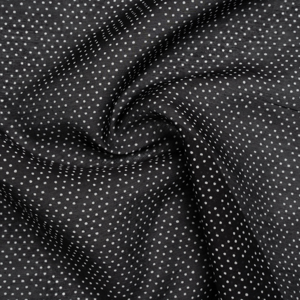 Silk and Cotton Voile Print - Black and White Polka Dot Diamonds - Deadstock Silk and Cotton Voile Print - Black and White Polka Dot Diamonds - Deadstock