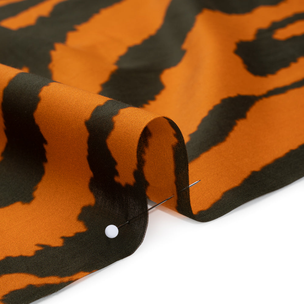 Silk and Cotton Voile Print - Orange and Dark Brown Big Tiger Stripes - Deadstock Silk and Cotton Voile Print - Orange and Dark Brown Big Tiger Stripes - Deadstock