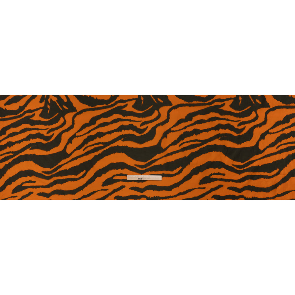Silk and Cotton Voile Print - Orange and Dark Brown Big Tiger Stripes - Deadstock Silk and Cotton Voile Print - Orange and Dark Brown Big Tiger Stripes - Deadstock