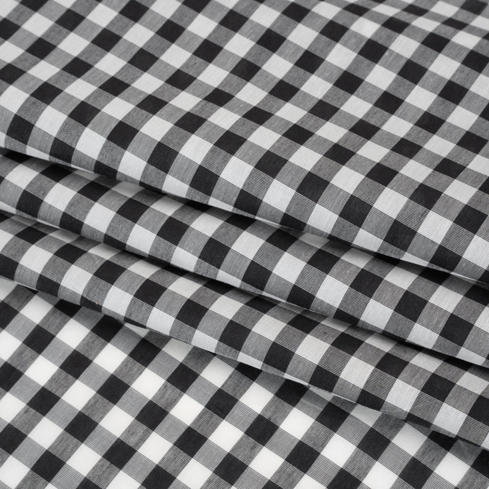 Silk and Cotton Voile - Black and White Gingham - Deadstock Silk and Cotton Voile - Black and White Gingham - Deadstock