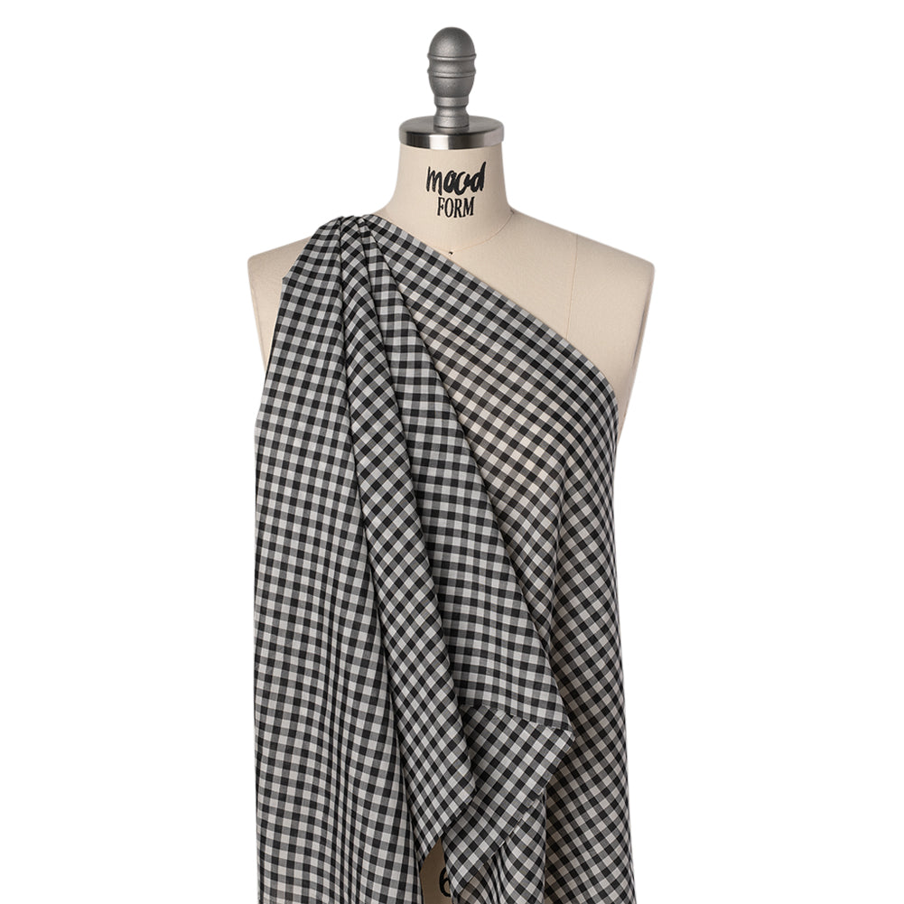 Silk and Cotton Voile - Black and White Gingham - Deadstock Silk and Cotton Voile - Black and White Gingham - Deadstock