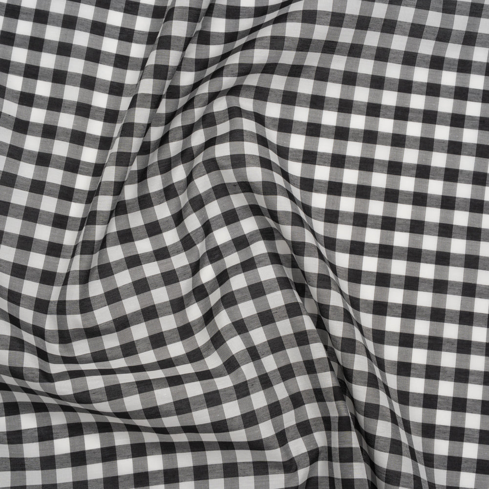 Silk and Cotton Voile - Black and White Gingham - Deadstock Silk and Cotton Voile - Black and White Gingham - Deadstock