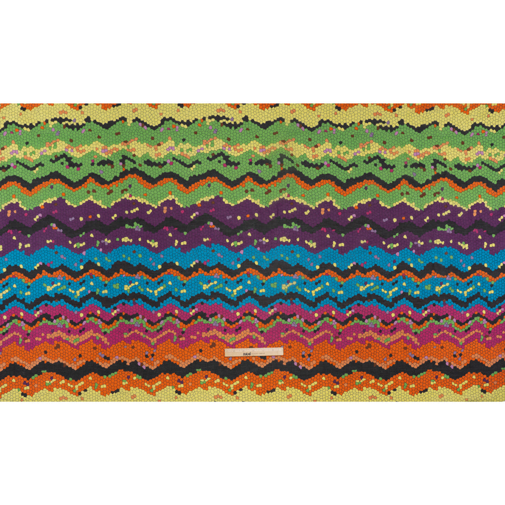 Silk and Cotton Voile Print - Rainbow Mosaic Stripes - Deadstock Silk and Cotton Voile Print - Rainbow Mosaic Stripes - Deadstock