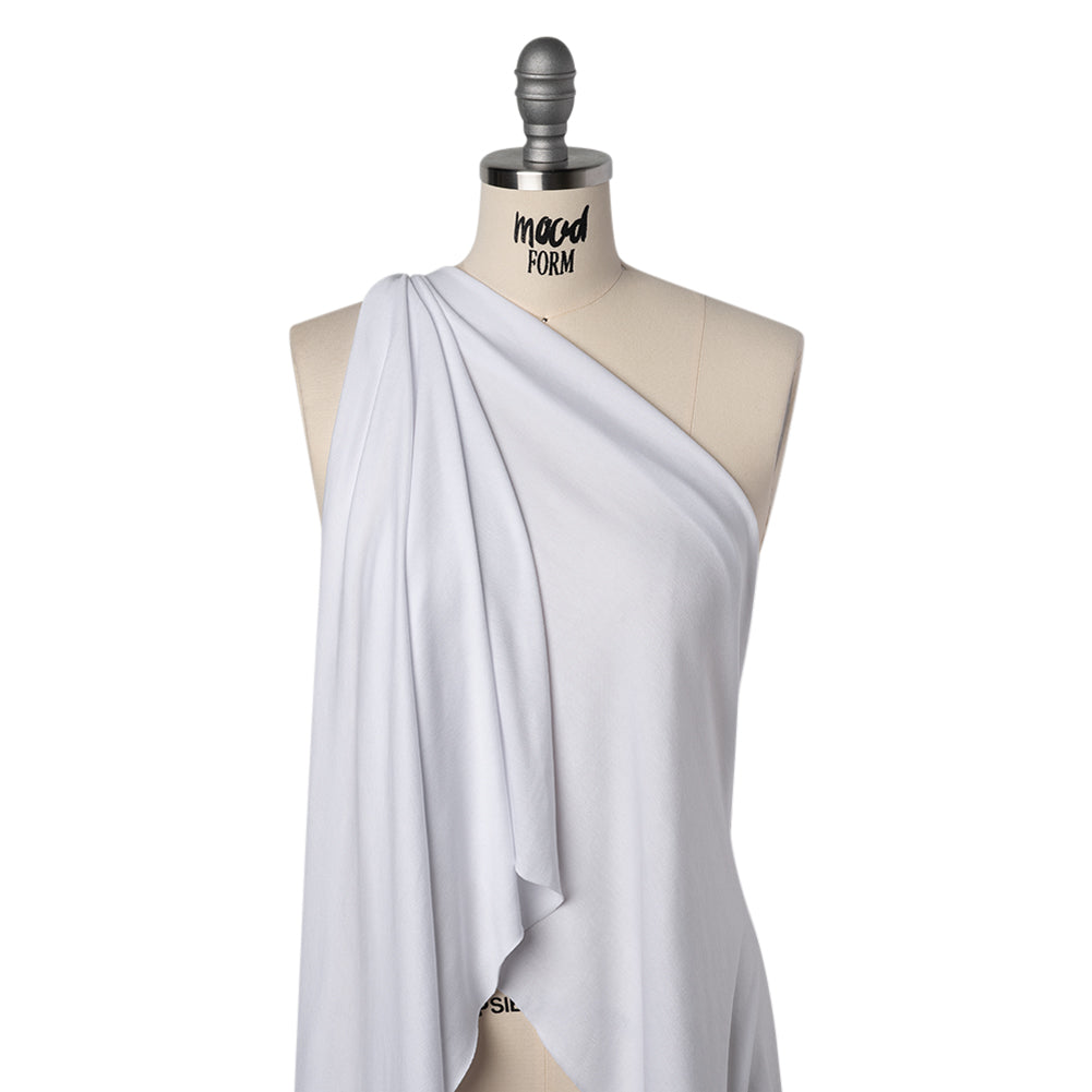 Stretch Modal 1x1 Rib Knit - White PFD - Designer Deadstock Stretch Modal 1x1 Rib Knit - White PFD - Designer Deadstock