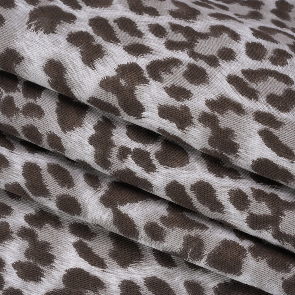 Stretch Cotton Twill - Dark Brown and Gray Leopard Fur - Designer Deadstock Stretch Cotton Twill - Dark Brown and Gray Leopard Fur - Designer Deadstock