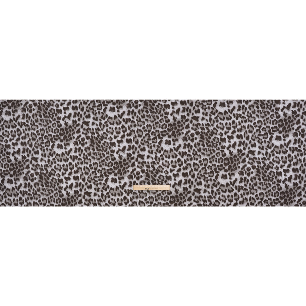 Stretch Cotton Twill - Dark Brown and Gray Leopard Fur - Designer Deadstock Stretch Cotton Twill - Dark Brown and Gray Leopard Fur - Designer Deadstock
