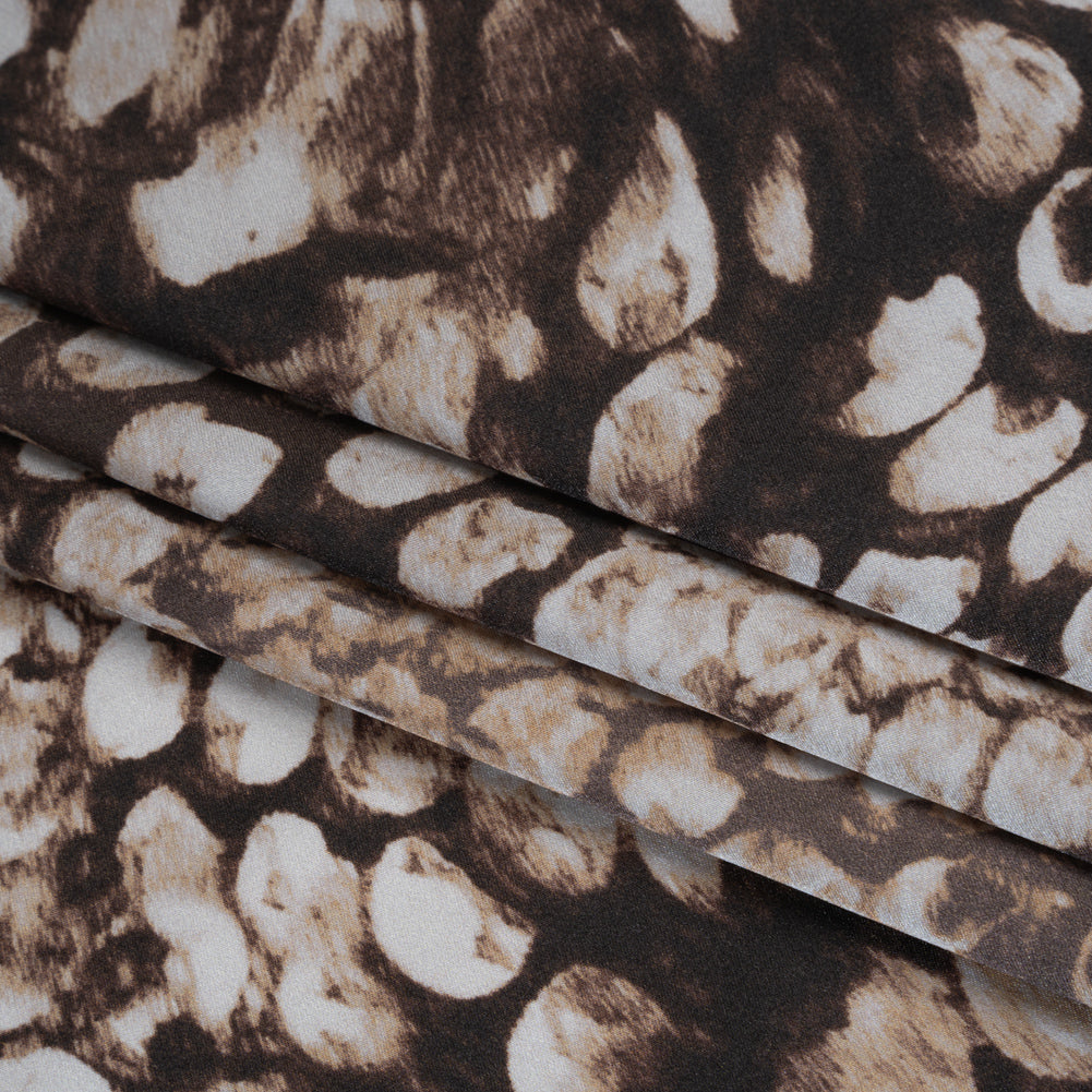 Silk Charmeuse Print 16MM, Made in Italy - Brown and Beige Giant Snakeskin Silk Charmeuse Print 16MM, Made in Italy - Brown and Beige Giant Snakeskin