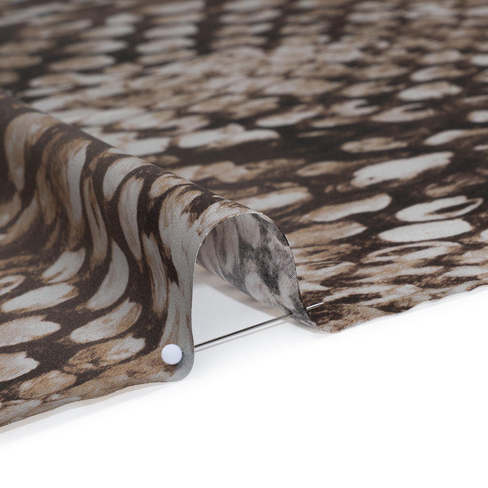 Silk Charmeuse Print 16MM, Made in Italy - Brown and Beige Giant Snakeskin Silk Charmeuse Print 16MM, Made in Italy - Brown and Beige Giant Snakeskin