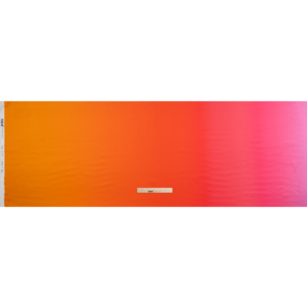 Silk Charmeuse Print 16MM, Made in Italy - Orange, Bright Pink and Orchid Ombre Silk Charmeuse Print 16MM, Made in Italy - Orange, Bright Pink and Orchid Ombre