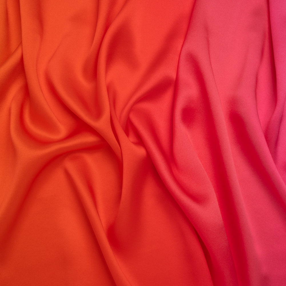 Silk Charmeuse Print 16MM, Made in Italy - Orange, Bright Pink and Orchid Ombre Silk Charmeuse Print 16MM, Made in Italy - Orange, Bright Pink and Orchid Ombre