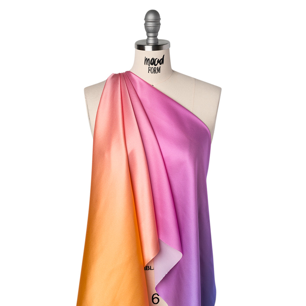Silk Charmeuse Print 16MM, Made in Italy - Light Peach, Pink and Lavender Ombre Silk Charmeuse Print 16MM, Made in Italy - Light Peach, Pink and Lavender Ombre
