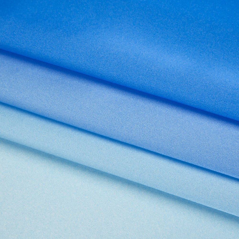 Silk Charmeuse Print 16MM, Made in Italy - White to Bright Blue Ombre Silk Charmeuse Print 16MM, Made in Italy - White to Bright Blue Ombre
