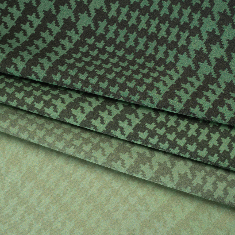 Silk Charmeuse Print 16MM, Made in Italy - Sage, Forest Green and Black Glen Check Ombre Silk Charmeuse Print 16MM, Made in Italy - Sage, Forest Green and Black Glen Check Ombre