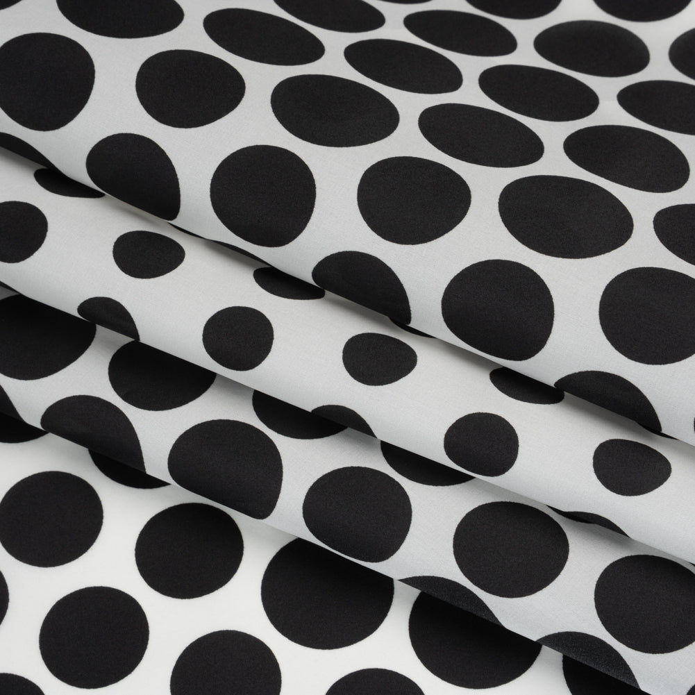 Heavy Silk Satin-Faced Organza, Made in Italy - Black and White Polka Dot Gradients Heavy Silk Satin-Faced Organza, Made in Italy - Black and White Polka Dot Gradients