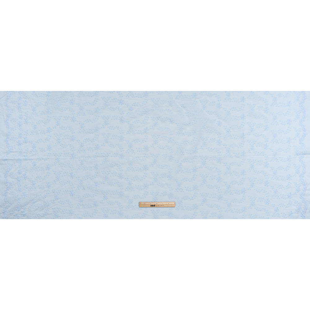 Embroidered Eyelet Cotton Voile - Pale Aqua Flowers on Branches - Naomi Collection Embroidered Eyelet Cotton Voile - Pale Aqua Flowers on Branches - Naomi Collection