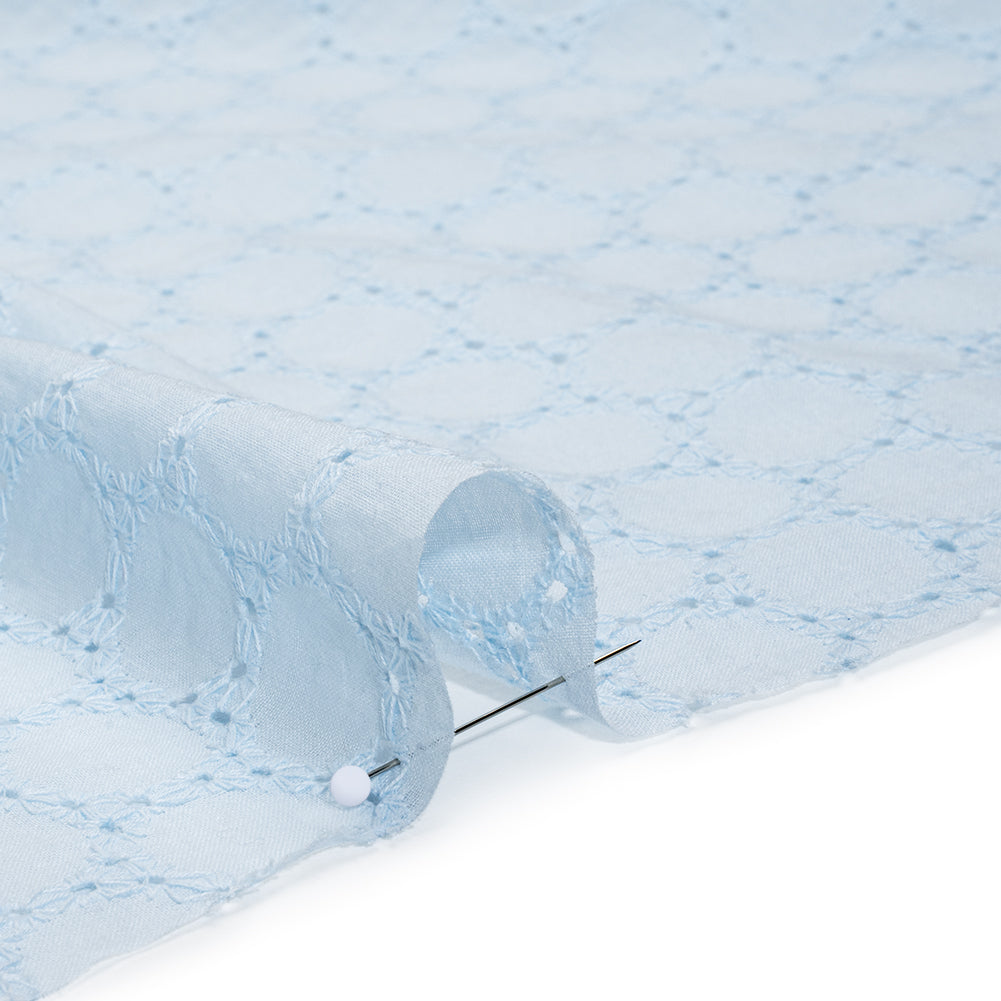 Embroidered Eyelet Cotton Voile - Pale Aqua Circles of Circles - Naomi Collection Embroidered Eyelet Cotton Voile - Pale Aqua Circles of Circles - Naomi Collection