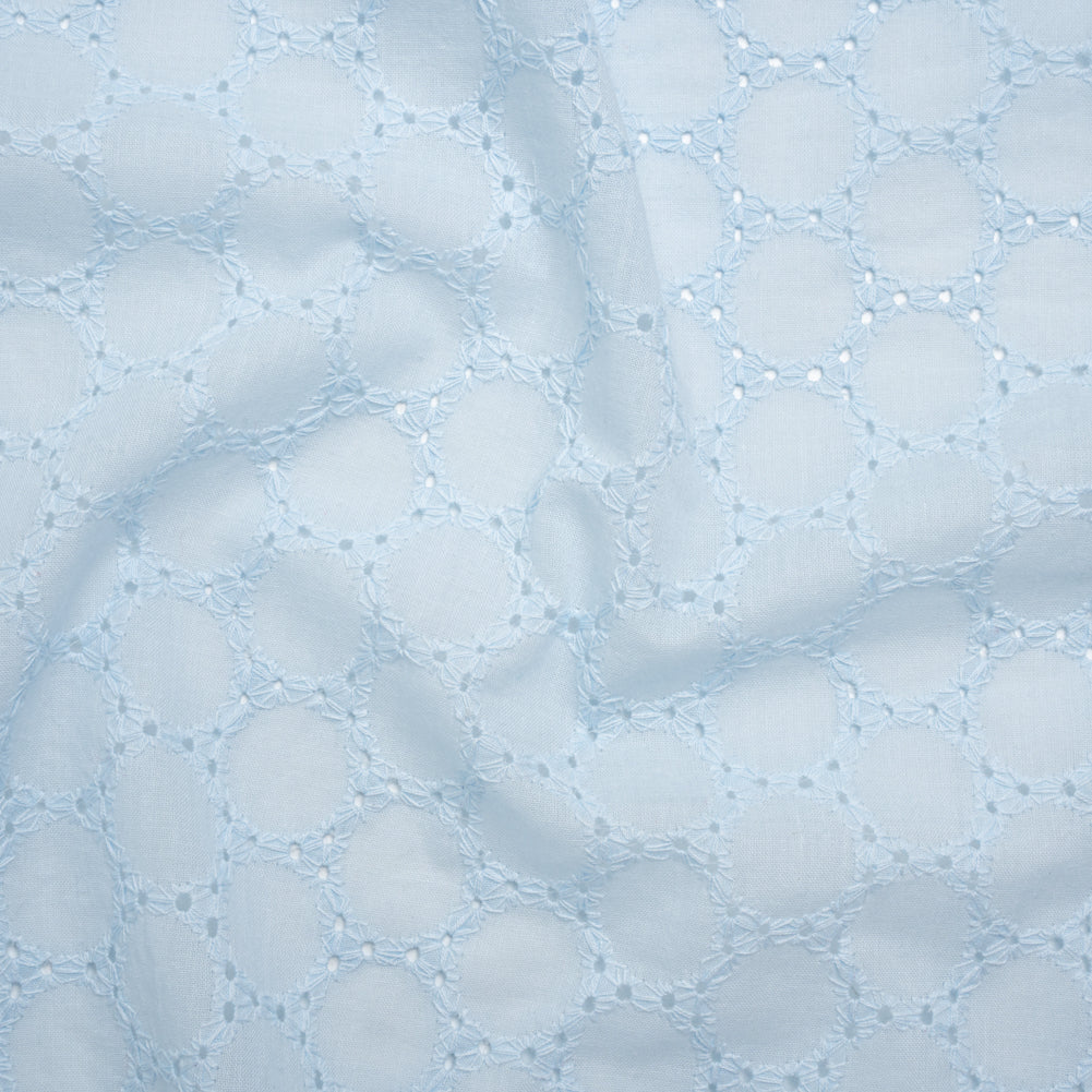 Embroidered Eyelet Cotton Voile - Pale Aqua Circles of Circles - Naomi Collection Embroidered Eyelet Cotton Voile - Pale Aqua Circles of Circles - Naomi Collection