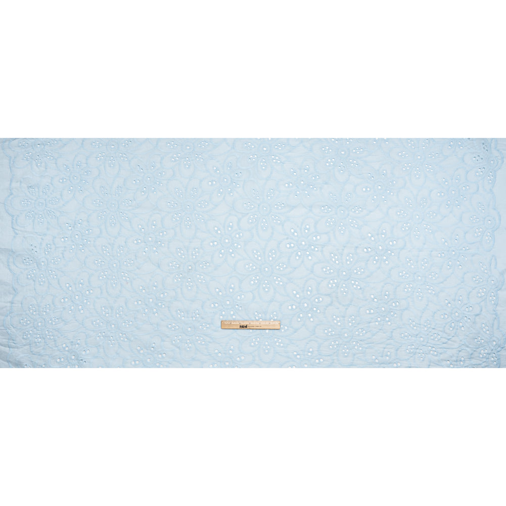 Embroidered Eyelet Cotton Voile - Pale Aqua Big Flowers - Naomi Collection Embroidered Eyelet Cotton Voile - Pale Aqua Big Flowers - Naomi Collection