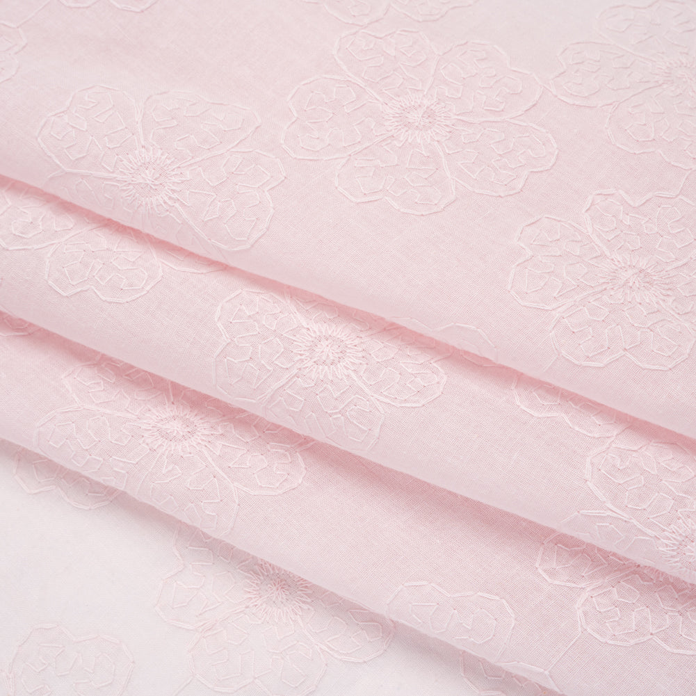 Embroidered Eyelet Cotton Voile - Baby Pink Big Tossed Flowers - Naomi Collection Embroidered Eyelet Cotton Voile - Baby Pink Big Tossed Flowers - Naomi Collection