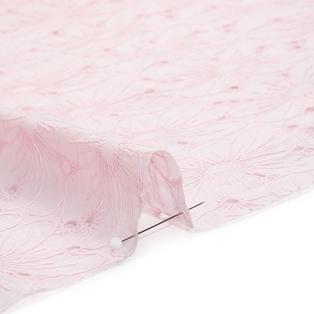 Embroidered Eyelet Cotton Voile - Baby Pink All-Over Flowers - Naomi Collection Embroidered Eyelet Cotton Voile - Baby Pink All-Over Flowers - Naomi Collection
