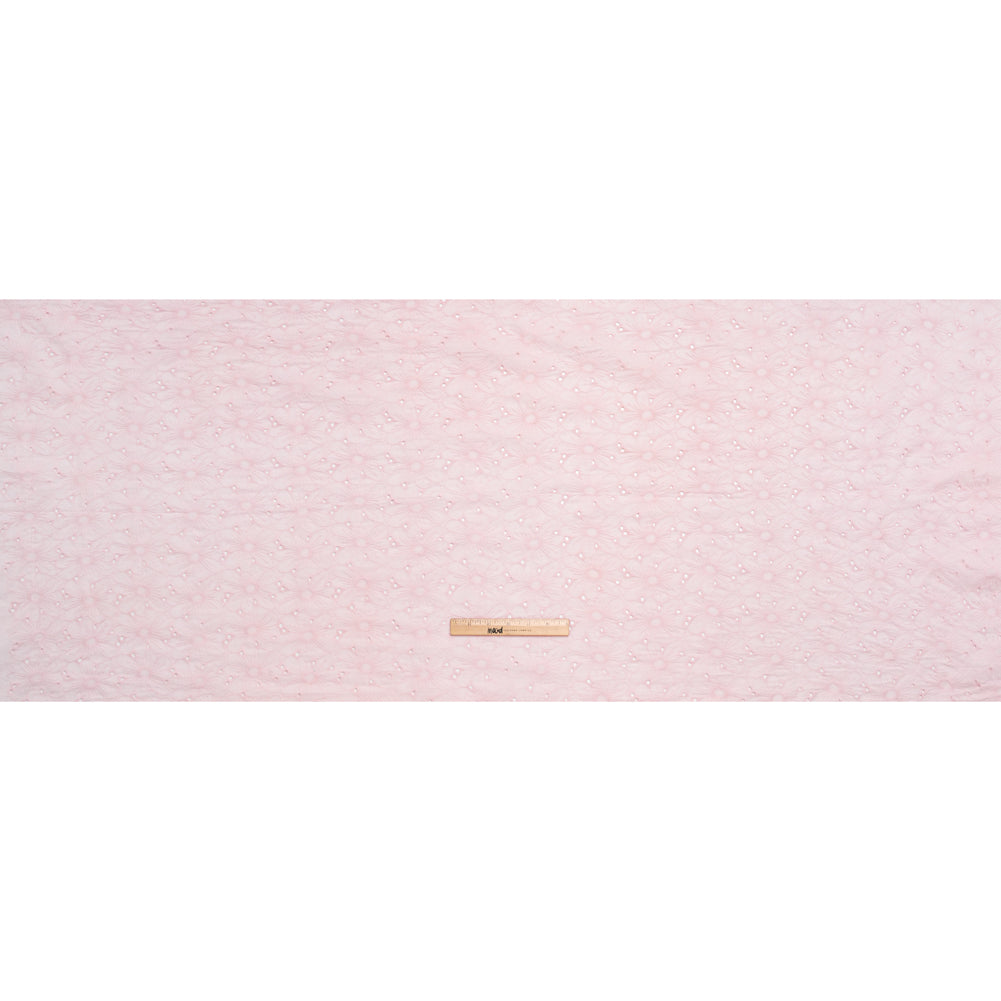 Embroidered Eyelet Cotton Voile - Baby Pink All-Over Flowers - Naomi Collection Embroidered Eyelet Cotton Voile - Baby Pink All-Over Flowers - Naomi Collection