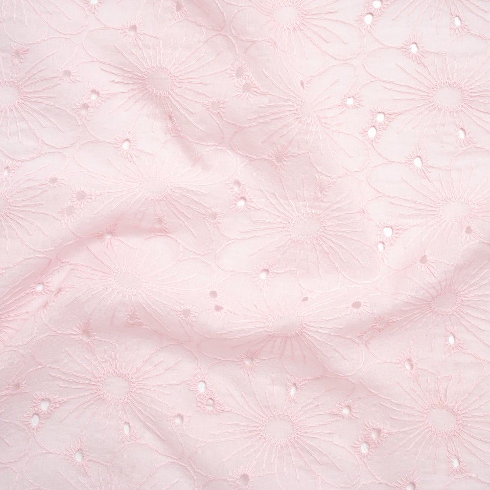 Embroidered Eyelet Cotton Voile - Baby Pink All-Over Flowers - Naomi Collection Embroidered Eyelet Cotton Voile - Baby Pink All-Over Flowers - Naomi Collection