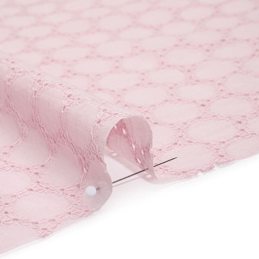 Embroidered Eyelet Cotton Voile - Baby Pink Circles of Circles - Naomi Collection Embroidered Eyelet Cotton Voile - Baby Pink Circles of Circles - Naomi Collection