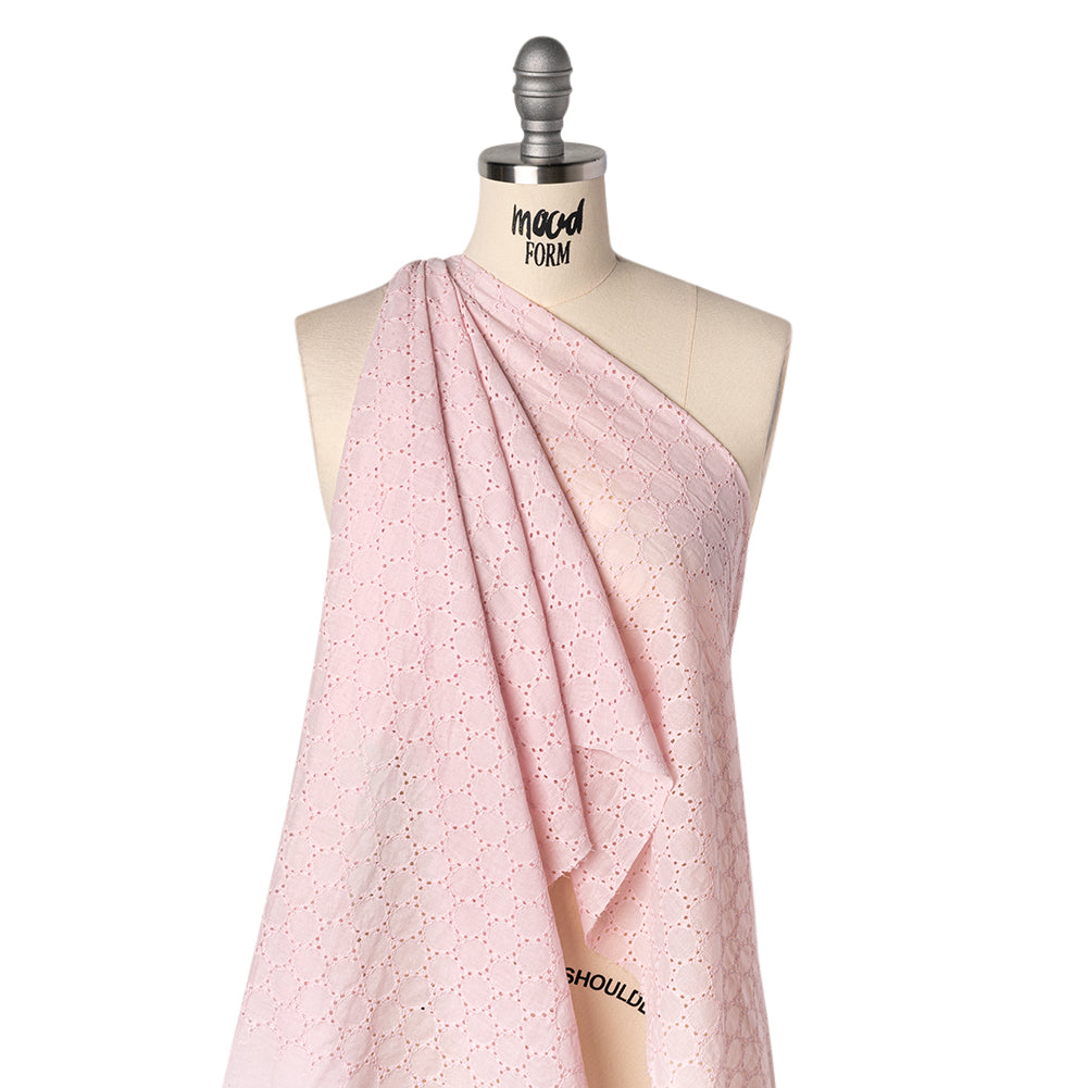 Embroidered Eyelet Cotton Voile - Baby Pink Circles of Circles - Naomi Collection Embroidered Eyelet Cotton Voile - Baby Pink Circles of Circles - Naomi Collection