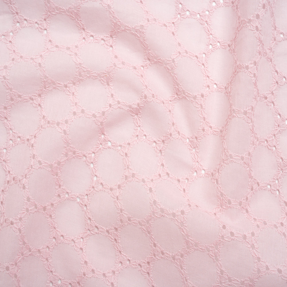 Embroidered Eyelet Cotton Voile - Baby Pink Circles of Circles - Naomi Collection Embroidered Eyelet Cotton Voile - Baby Pink Circles of Circles - Naomi Collection