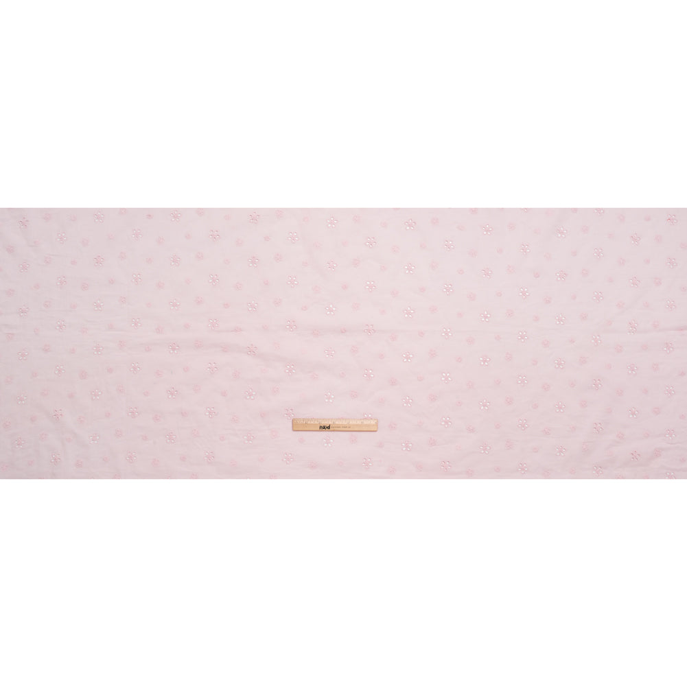 Embroidered Eyelet Cotton Voile - Baby Pink Floating Flowers - Naomi Collection Embroidered Eyelet Cotton Voile - Baby Pink Floating Flowers - Naomi Collection