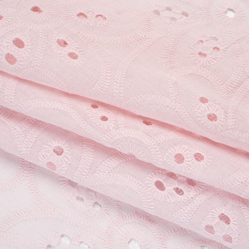 Embroidered Eyelet Cotton Voile - Baby Pink Big Flowers - Naomi Collection Embroidered Eyelet Cotton Voile - Baby Pink Big Flowers - Naomi Collection