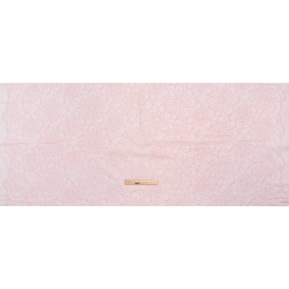 Embroidered Eyelet Cotton Voile - Baby Pink Big Flowers - Naomi Collection Embroidered Eyelet Cotton Voile - Baby Pink Big Flowers - Naomi Collection