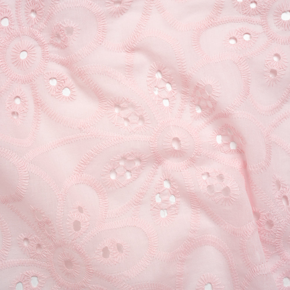 Embroidered Eyelet Cotton Voile - Baby Pink Big Flowers - Naomi Collection Embroidered Eyelet Cotton Voile - Baby Pink Big Flowers - Naomi Collection