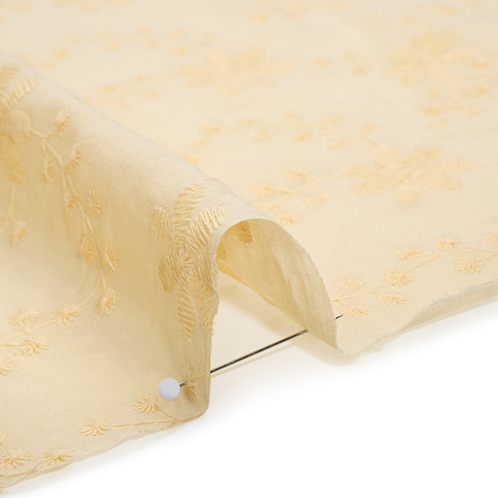 Embroidered Eyelet Cotton Voile - Vanilla Flowers on Branches - Naomi Collection Embroidered Eyelet Cotton Voile - Vanilla Flowers on Branches - Naomi Collection