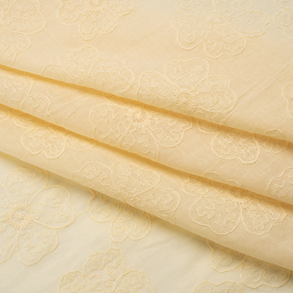Embroidered Eyelet Cotton Voile - Vanilla Big Tossed Flowers - Naomi Collection Embroidered Eyelet Cotton Voile - Vanilla Big Tossed Flowers - Naomi Collection