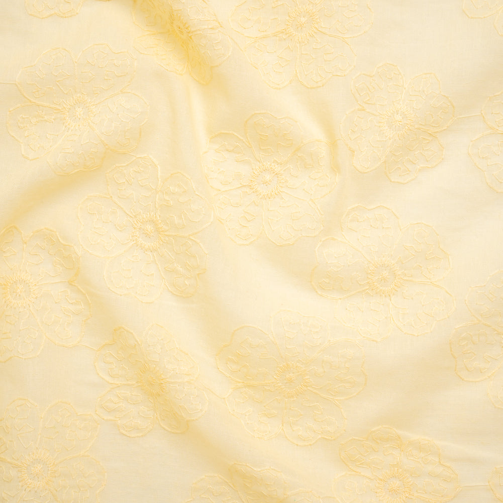 Embroidered Eyelet Cotton Voile - Vanilla Big Tossed Flowers - Naomi Collection Embroidered Eyelet Cotton Voile - Vanilla Big Tossed Flowers - Naomi Collection