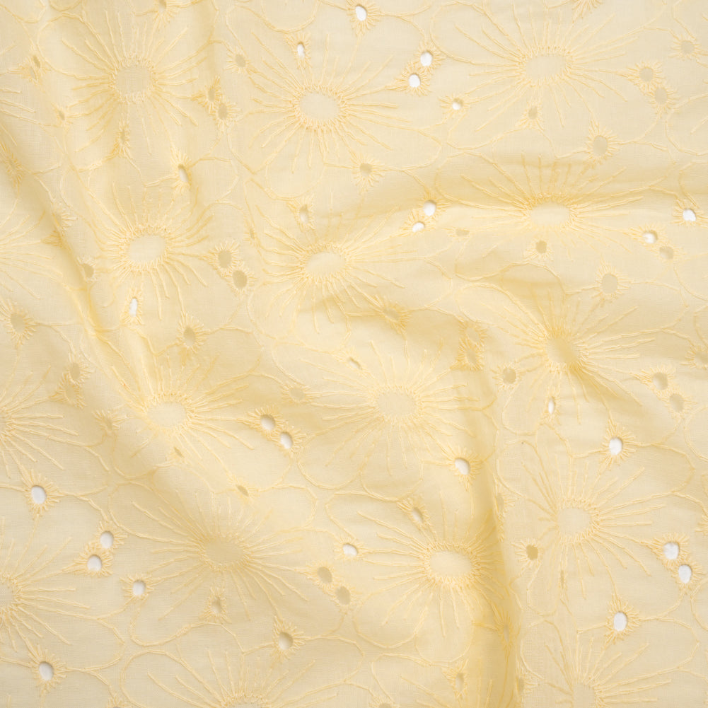 Embroidered Eyelet Cotton Voile - Vanilla All-Over Flowers - Naomi Collection Embroidered Eyelet Cotton Voile - Vanilla All-Over Flowers - Naomi Collection