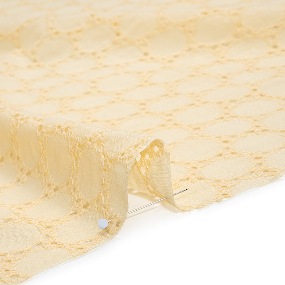 Embroidered Eyelet Cotton Voile - Vanilla Circles of Circles - Naomi Collection Embroidered Eyelet Cotton Voile - Vanilla Circles of Circles - Naomi Collection