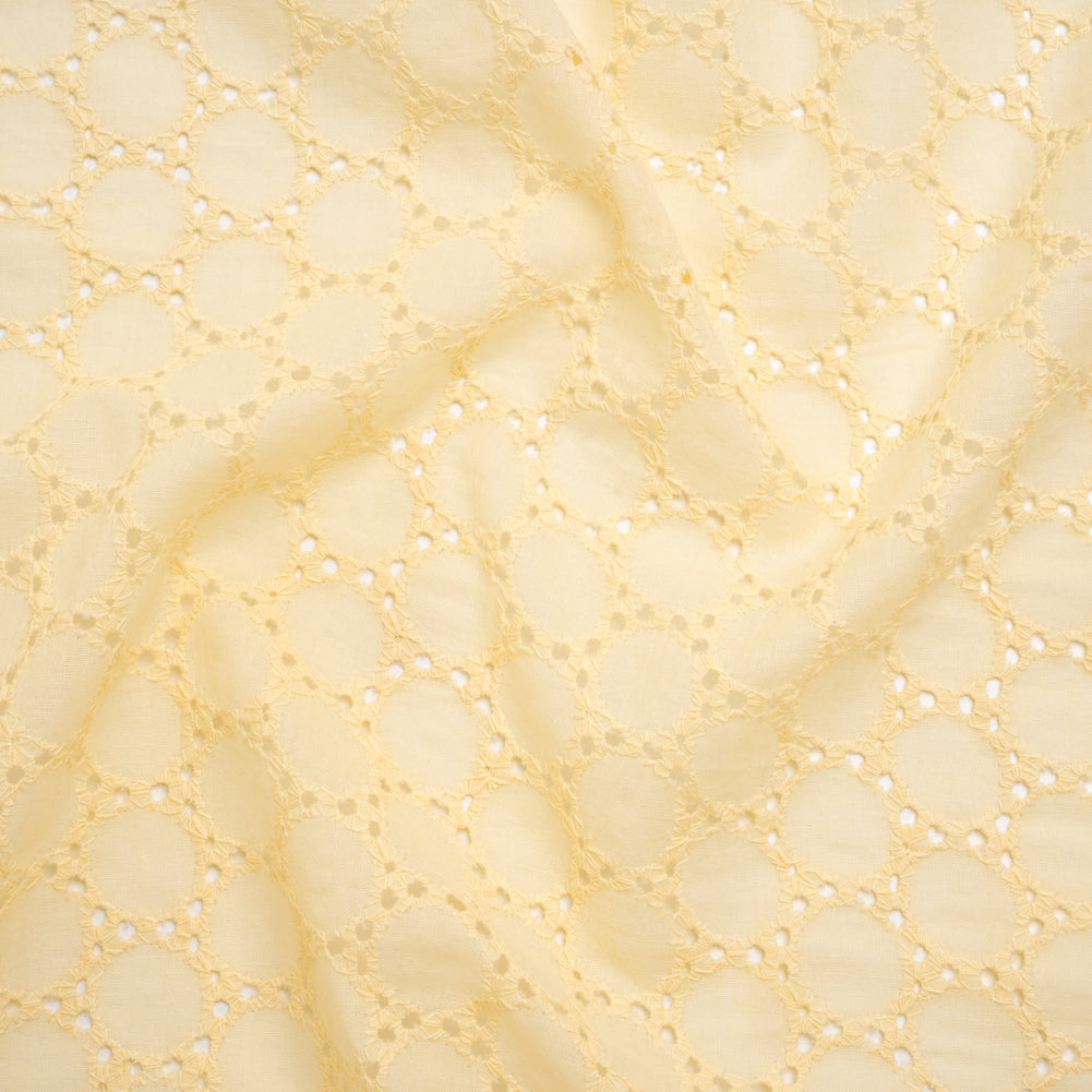 Embroidered Eyelet Cotton Voile - Vanilla Circles of Circles - Naomi Collection Embroidered Eyelet Cotton Voile - Vanilla Circles of Circles - Naomi Collection