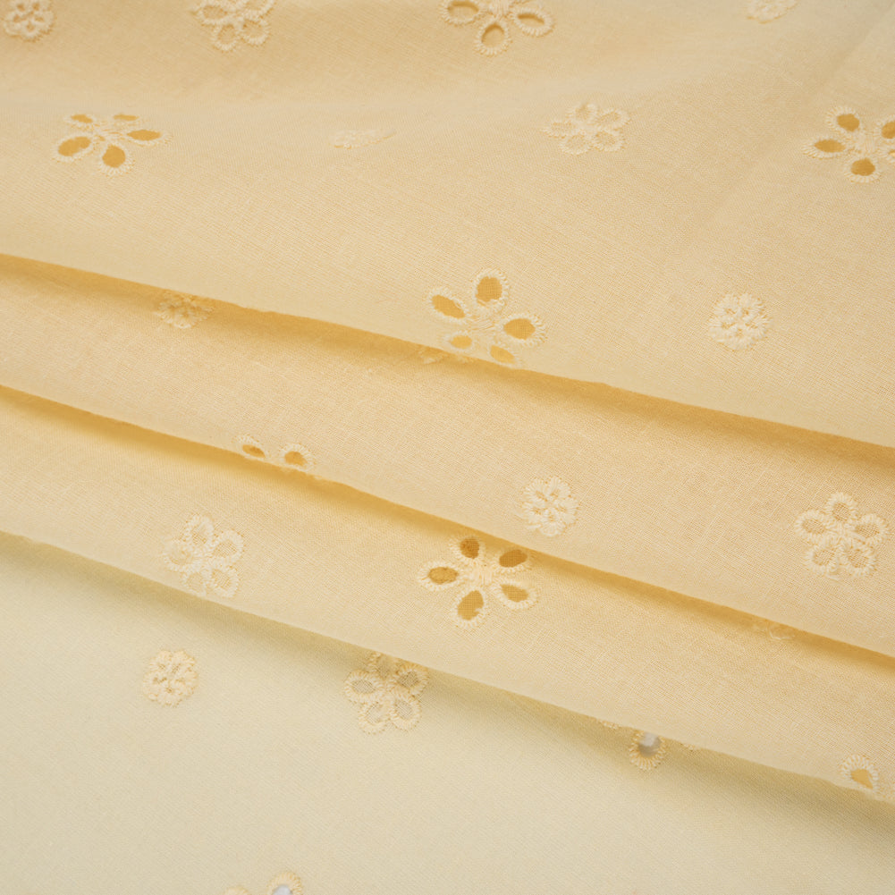 Embroidered Eyelet Cotton Voile - Vanilla Floating Flowers - Naomi Collection Embroidered Eyelet Cotton Voile - Vanilla Floating Flowers - Naomi Collection
