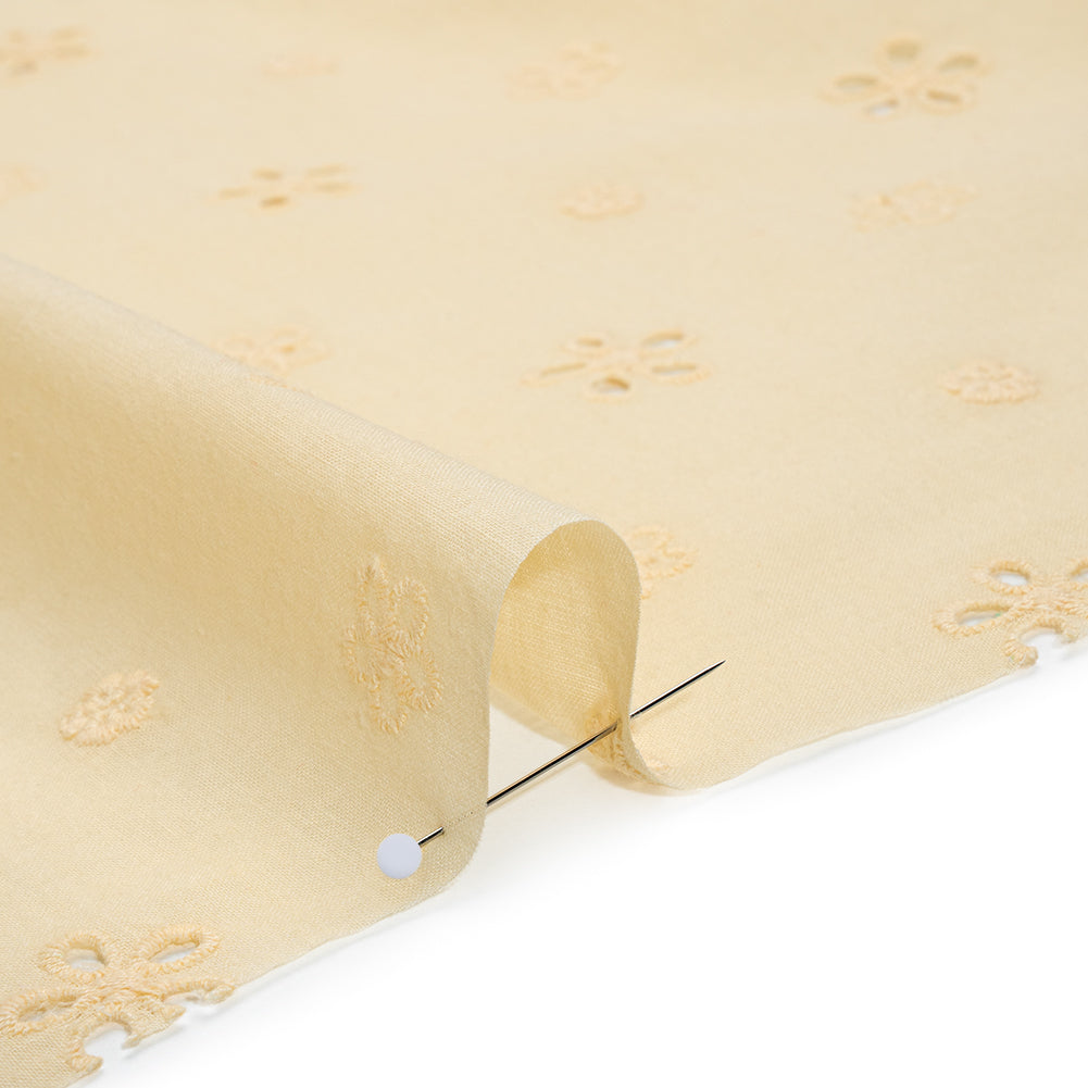 Embroidered Eyelet Cotton Voile - Vanilla Floating Flowers - Naomi Collection Embroidered Eyelet Cotton Voile - Vanilla Floating Flowers - Naomi Collection