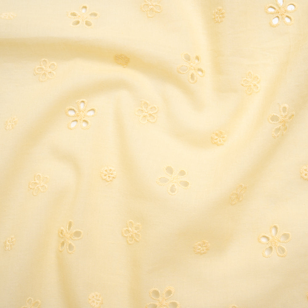 Embroidered Eyelet Cotton Voile - Vanilla Floating Flowers - Naomi Collection Embroidered Eyelet Cotton Voile - Vanilla Floating Flowers - Naomi Collection