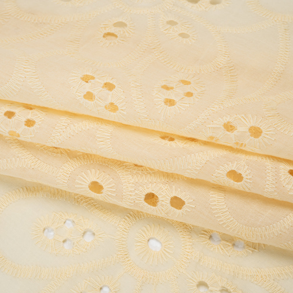 Embroidered Eyelet Cotton Voile - Vanilla Big Flowers - Naomi Collection Embroidered Eyelet Cotton Voile - Vanilla Big Flowers - Naomi Collection